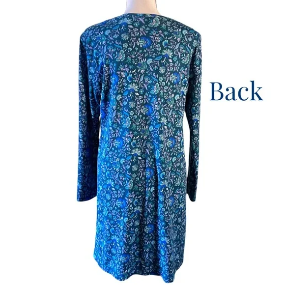 Lands End Floral Scoop Neck Long Sleeve A-Line Dress Size Medium - Picture 6 of 10